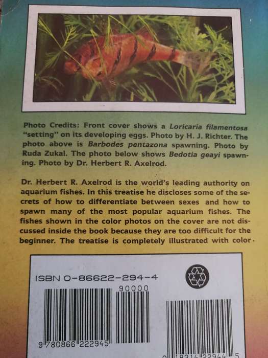 BREEDING AQUARIUM FISHES A Complete introduction Dr HERBERT R AXELROD  (  tropical fish )