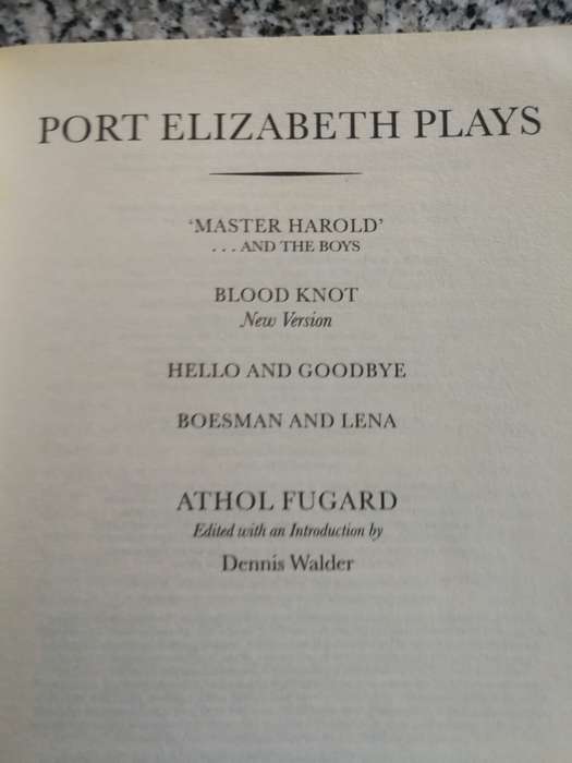 ATHOL FUGARD PORT ELIZABETH PLAYS  including Master Harold and the Boys