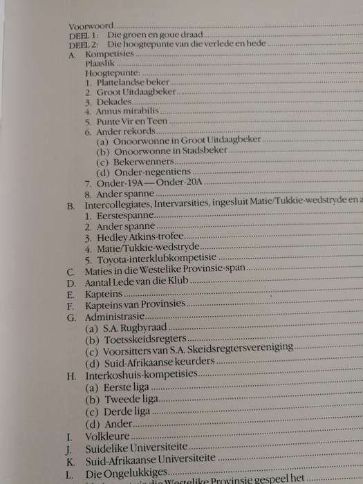 DIE GROOT RUGBYGESIN VAN DIE MATIES deur Dr D H CRAVEN  1980 Stellenbosch Rugbyvoetbalklub RUGBY