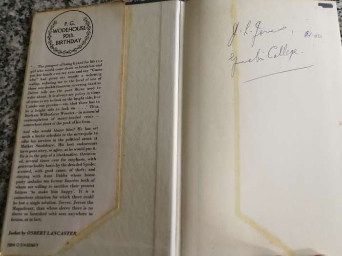 P G WODEHOUSE MUCH OBLIGED JEEVES 1881 - 1971 First published 1971  ( Note the condition covers )