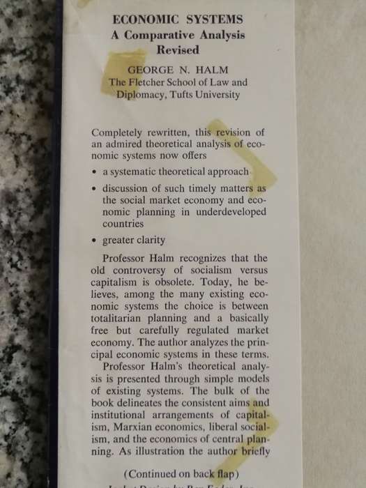 ECONOMIC SYSTEMS A COMPARITIVE ANALYSIS Revised Edition 1964 GEORGE N HALM