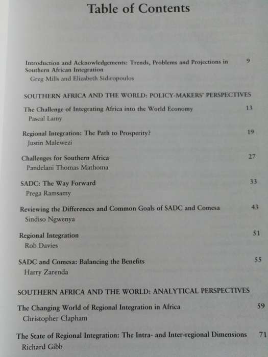 REGIONAL INTERGRATION IN SOUTHERN AFRICA Comparative International Perspectives  Ed. C CLAPHAM and o