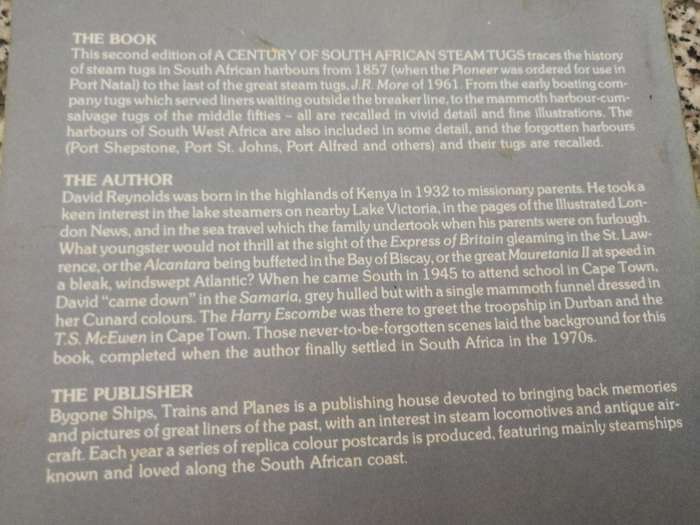 A CENTURY OF SOUTH AFRICAN STEAM TUGS DAVID REYNOLDS 2nd Revised & abridged Ed. harbours ships boats