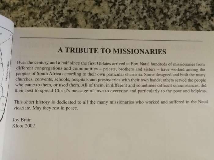 THE CATHOLIC CHURCH IN NATAL OVER 150 YEARS JOY BRAIN 2002  ( KwaZulu )