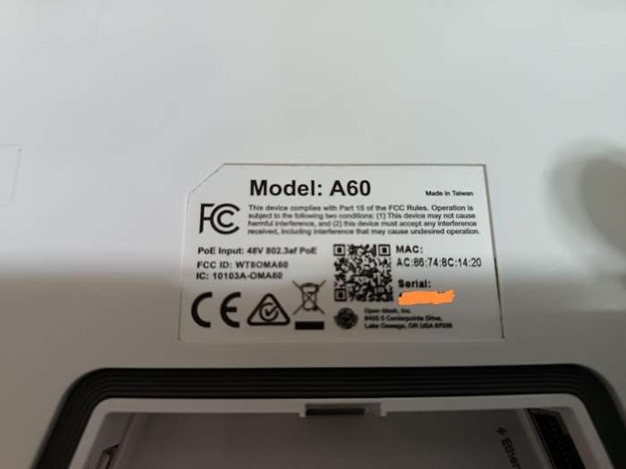 Open Mesh A60 Universal 802.11ac Cloud- Managed WI-FI Access Point