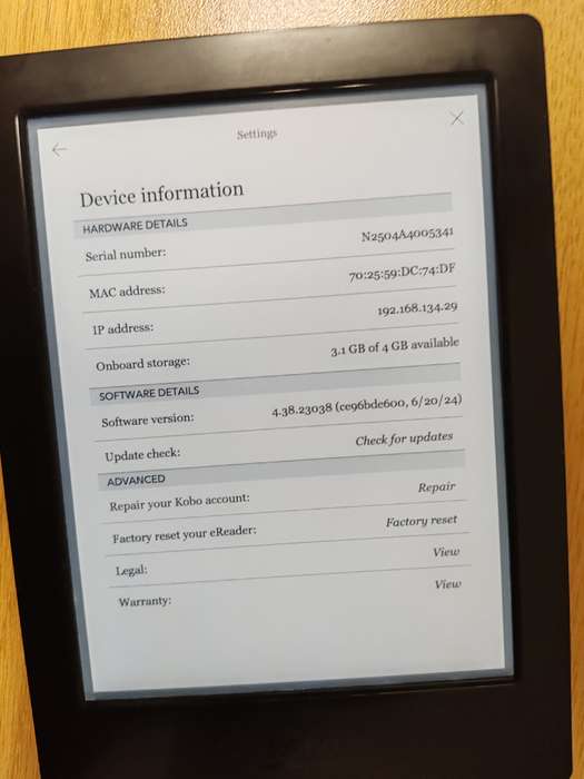 Kobo Aura H20 N250 -  eReader Wi-Fi 4GB