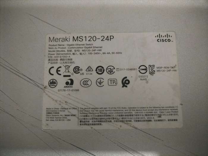 CISCO  Meraki MS 120-24P-Network Switch