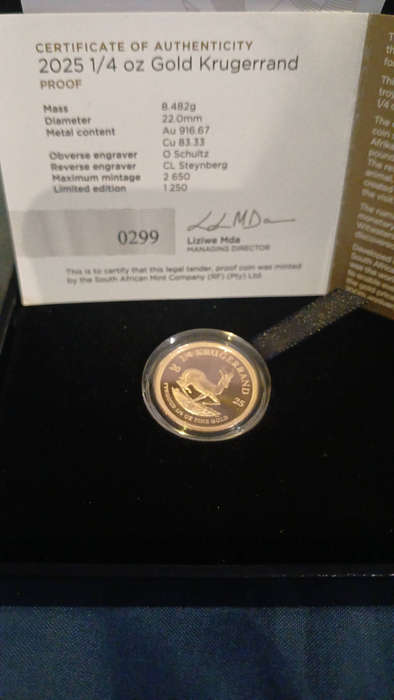 2025 gold proof 1/4 Krugerrand