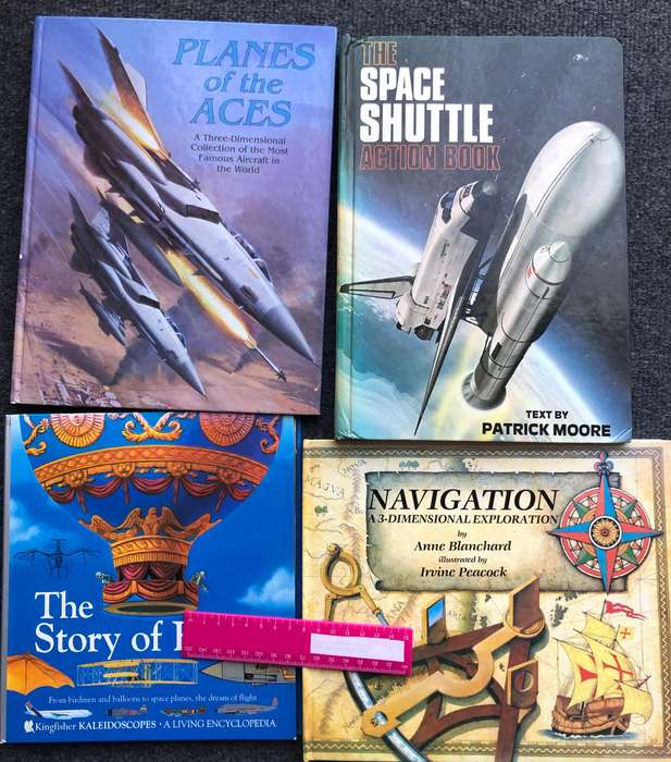 Pop-up books. Planes of the Aces, Space Shuttle, The story of Flight, Navigation