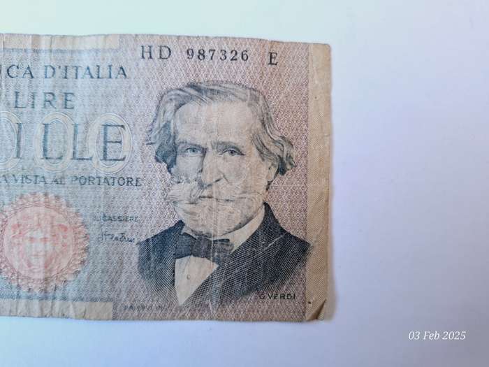 1969 1000 Lire bank note