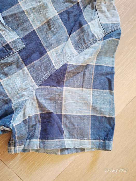 Mens Stoneharbour blue checkered short sleeve button shirt - XL