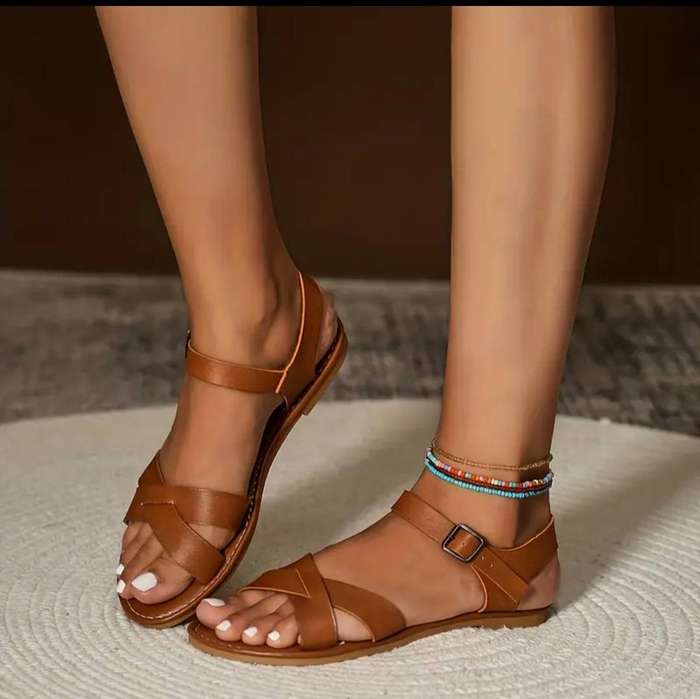 NEW brown flat sandals - Size 9