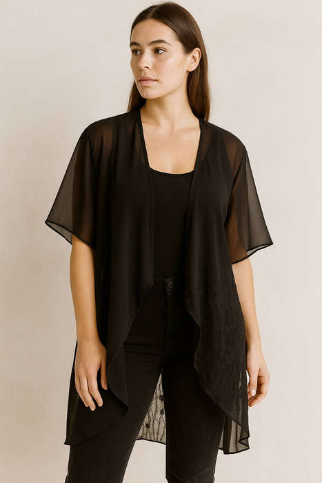 Short sleeve embroidery lace kimono Size 3XL