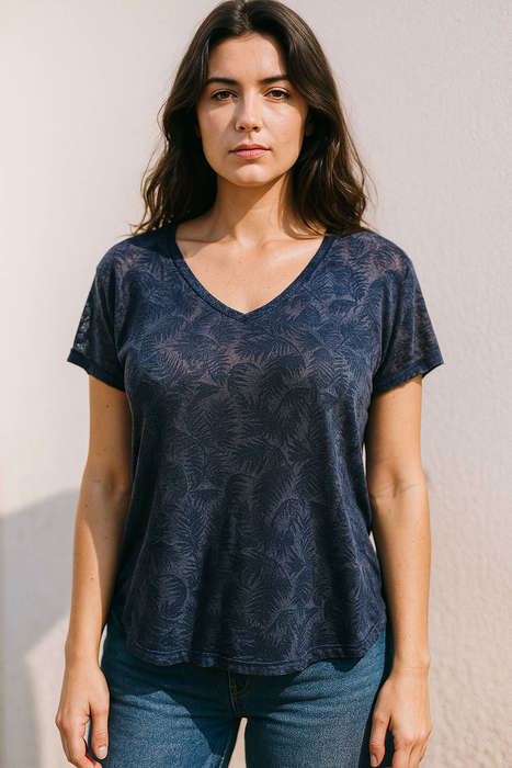 Sheer navy top - L