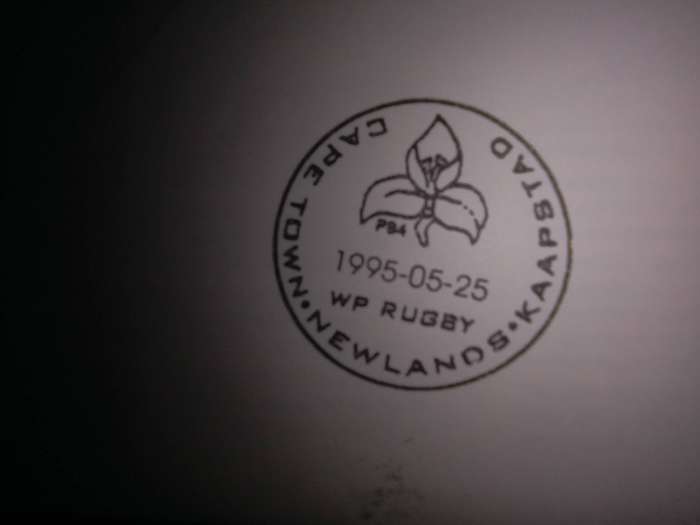 FDC Rugby '95 Newlands stamp (AK-112A)