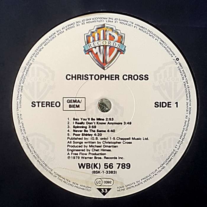CHRISTOPHER CROSS - CHRISTOPHER CROSS Vinyl, LP, Album, Stereo Country: Germany Released: 1979