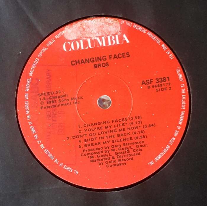 BROS - CHANGING FACES Vinyl, LP, Album Country: South Africa Released: 1991