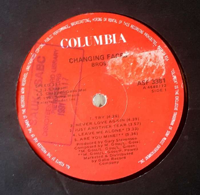 BROS - CHANGING FACES Vinyl, LP, Album Country: South Africa Released: 1991