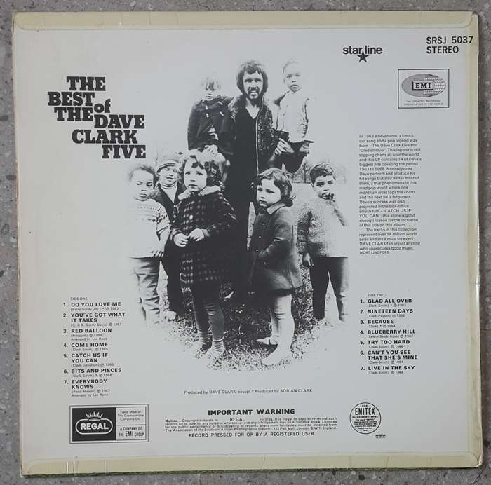 THE DAVE CLARK FIVE - THE BEST OF THE DAVE CLARK FIVE  Vinyl, LP, Album Country: S/Africa 1970