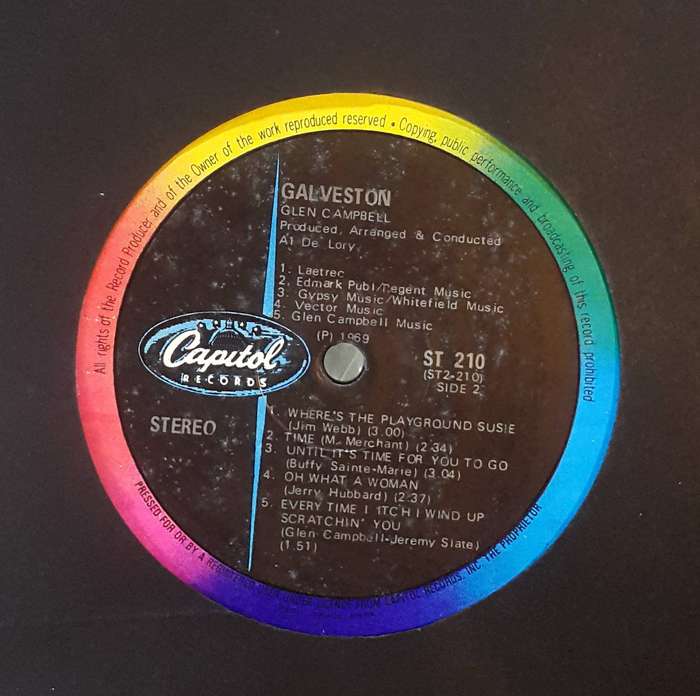 GLEN CAMPBELL - GALVESTON Vinyl, LP, Album, Stereo Country: South Africa Released:  1969
