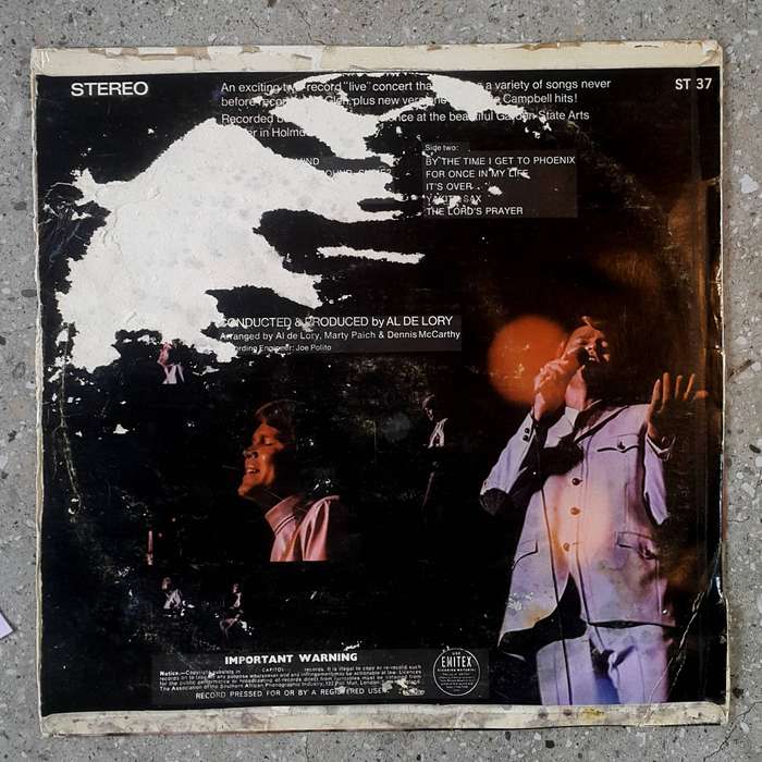 GLEN CAMPBELL - "LIVE" Vinyl, LP, Album, Stereo, Country: South Africa Released: 1970