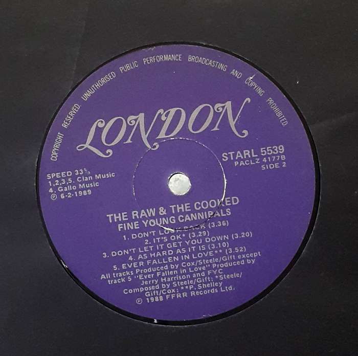 FINE YOUNG CANNIBALS - THE RAW & THE COOKED Vinyl, LP, Album Country: South Africa Released: 1989