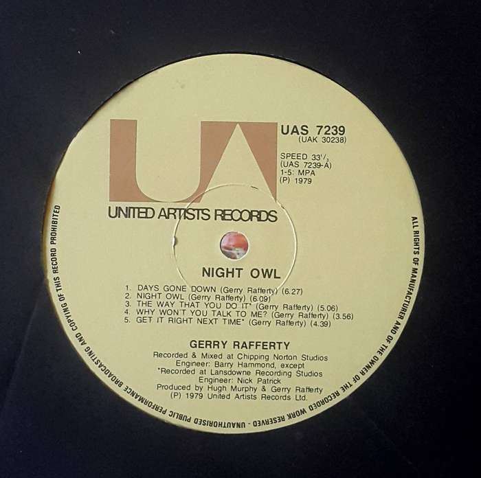 GERRY RAFFERTY - NIGHT OWL Vinyl, LP, Album Country: South Africa Released: 1979