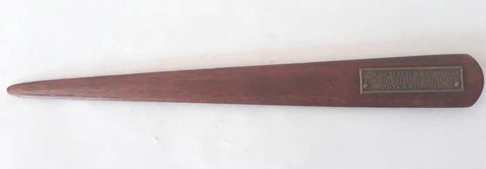 WW1 Teak Wood Letter Opener from Admiral Jellicoe's Flag Ship HMS Iron Duke 1916 Battle of Jutland