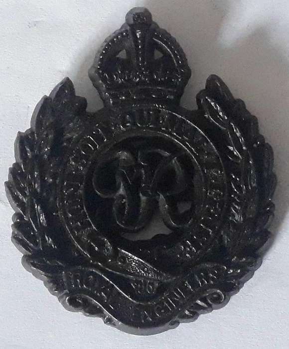 World War Two British Royal Engineers Plastic Economy Cap Badge