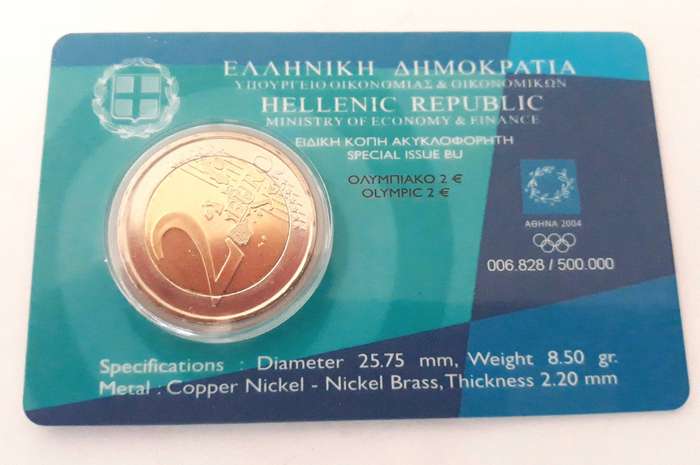 2004 Athens Olympic Two Euro Official Mint Coins Card