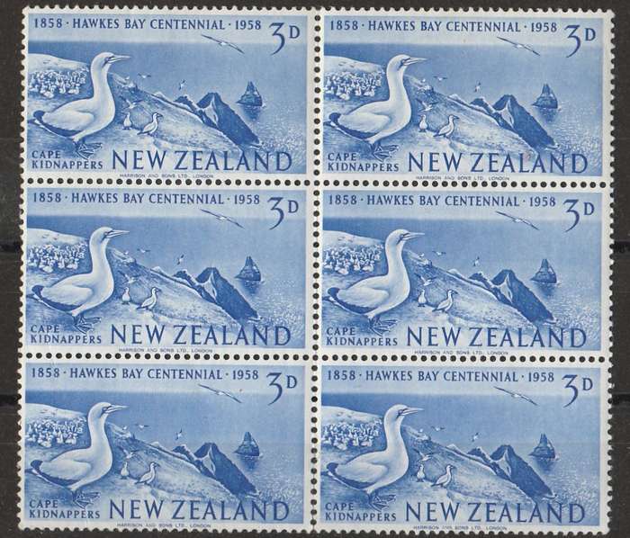 NEW ZEALAND   HAWKSBAY CENTENNIAL   1958   UMM   BLOCK OF   6