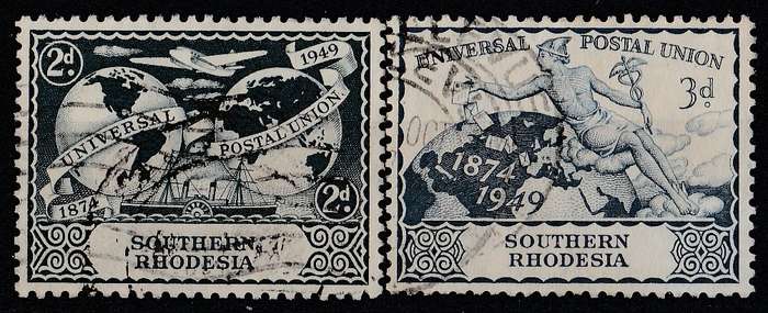 SOUTHERN RHODESIA     1949       POSTAL UNION         PAIR   SACC70-71