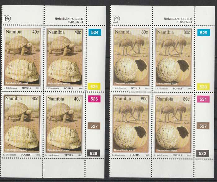 NAMIBIA    4X CONTROLS  1995   FOSSILS