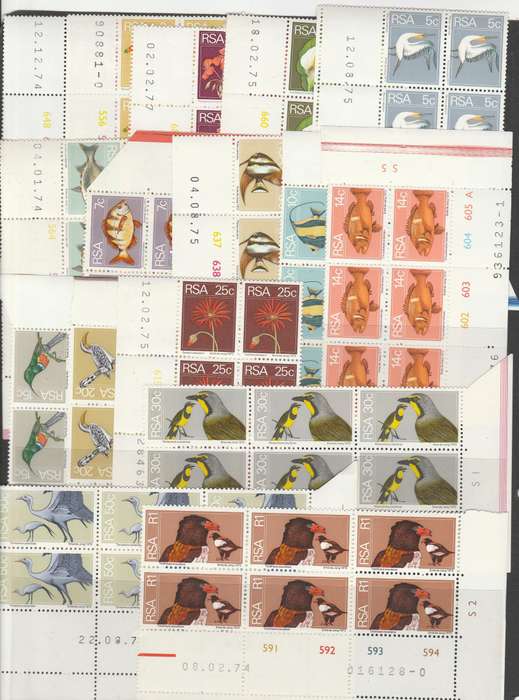REPUBLIC OF SOUTH AFRICA  1974   FULL SET 2ND  DIFINITVE  CONTROL BLOCKS    CV1400