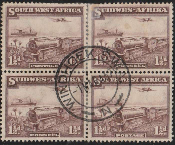 SOUTH WEST AFRICA     1937    SACC123    BLOCK OF 4