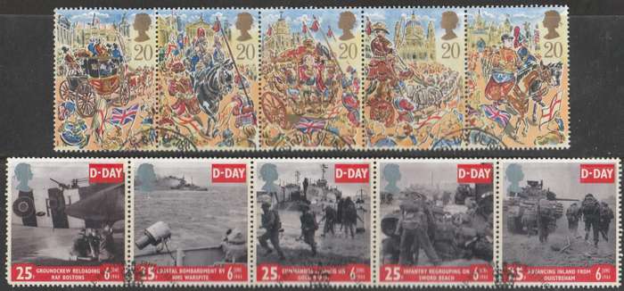 GREAT BRITAIN     SENTENENT STRIPS     1989/1984  LORD MAYORS SHOW         D-DAY