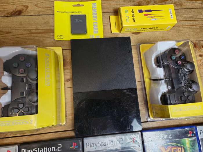 PlayStation 2 Slim Bundle with Games, Controllers, Memory Card & Accessories