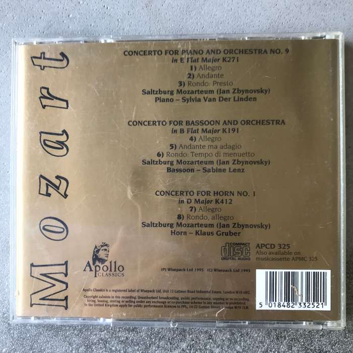 Mozart: Concertos for Piano (K271), Bassoon (K191), and Horn (K412) [CD]