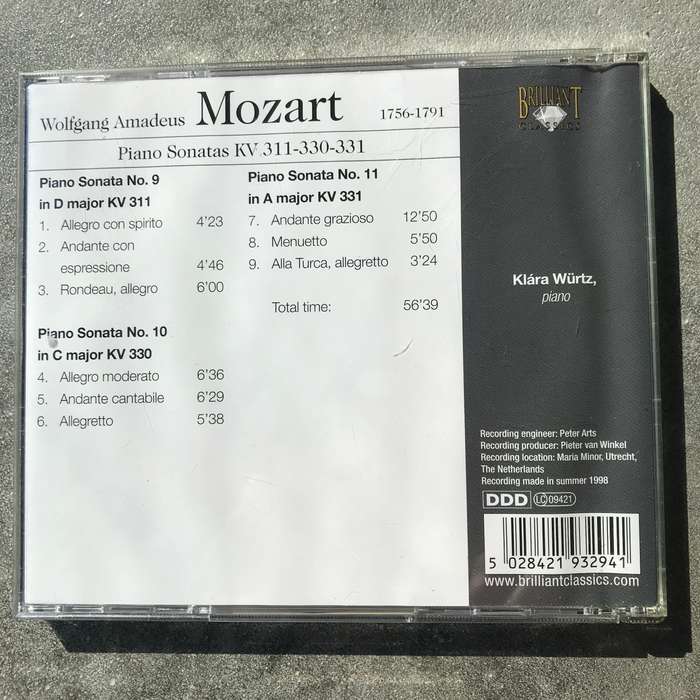 Mozart: Piano Sonatas Nos. 9, 10, 11 [CD]