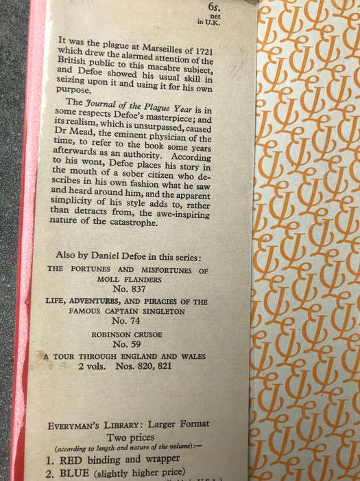 Journal of the Plague Year by Daniel Defoe [Hardcover: Very Good]