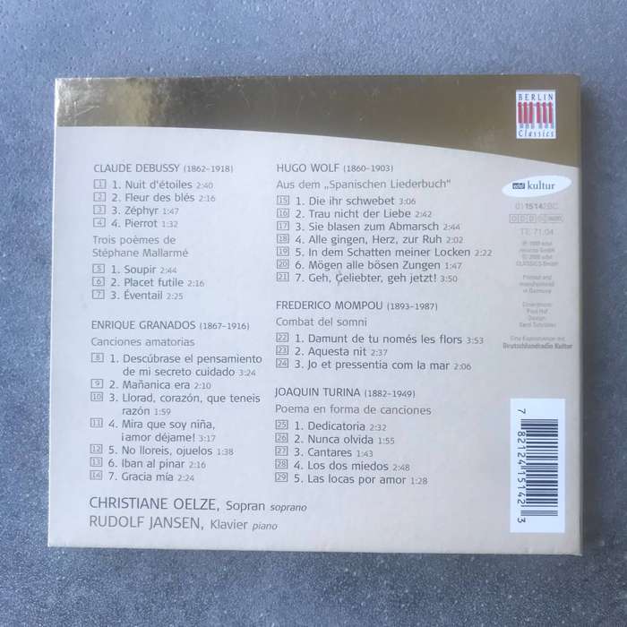 Lieder von Debussy, Granados, Turina, Mompou, Wolf [CD]