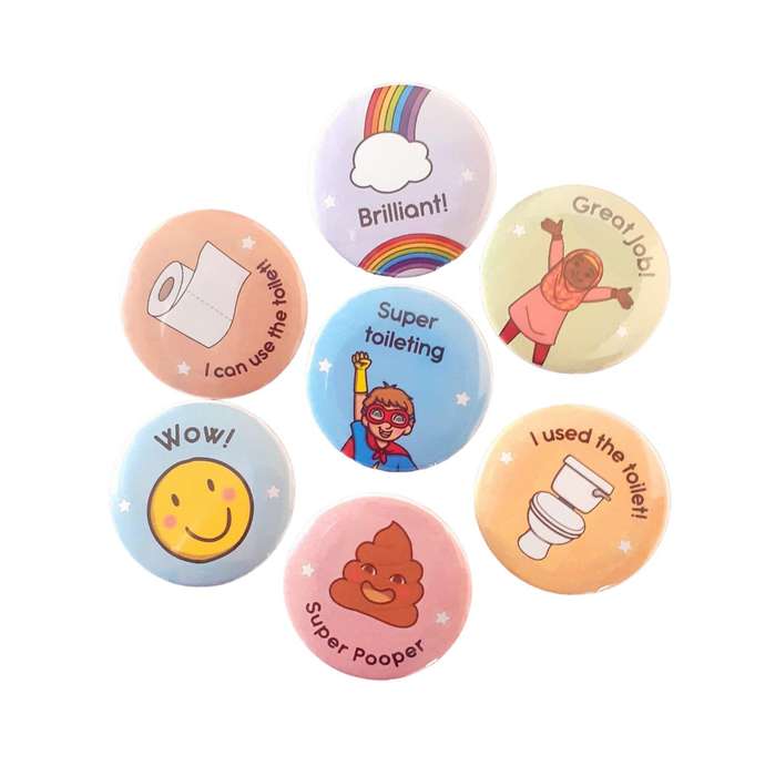Potty Training Reward Pin Badges 32mm 24pc