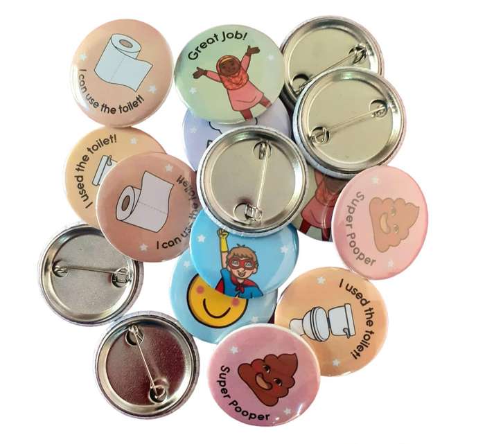 Potty Training Reward Pin Badges 32mm 24pc