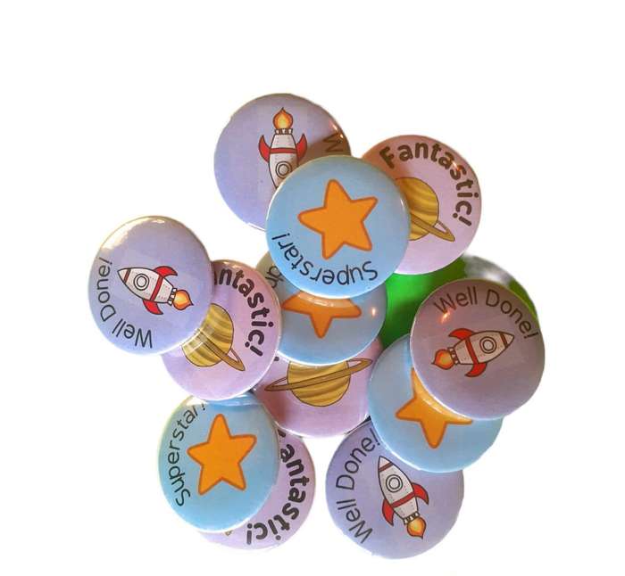 Reward Badge Pins Space Theme 32mm 12 Piece