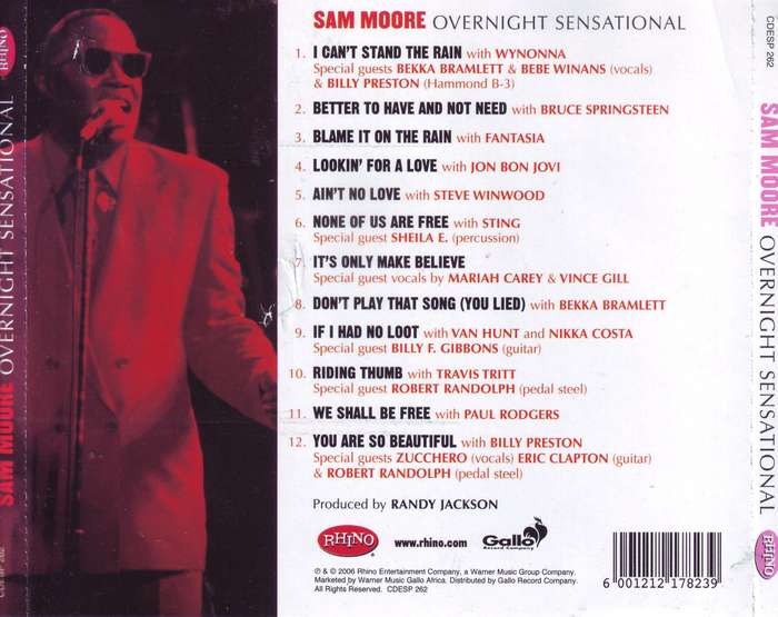 SAM MOORE - Overnight sensational (CD) CDESP 262 EX