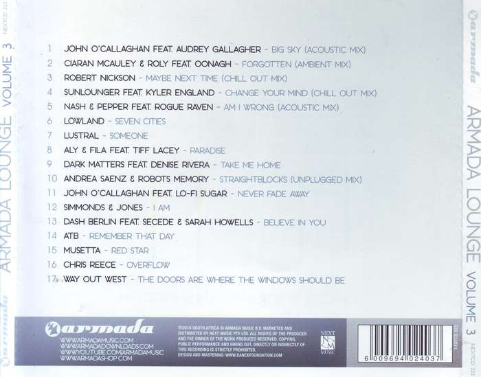 ARMADA LOUNGE VOLUME 3 - Compilation (CD) NEXTCD 213 NM-
