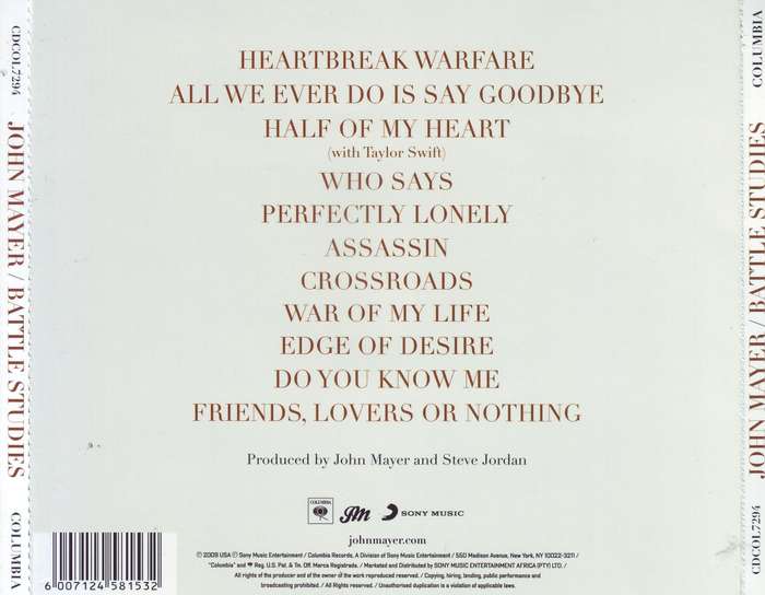 JOHN MAYER - Battle studies (CD) CDCOL7294 NM