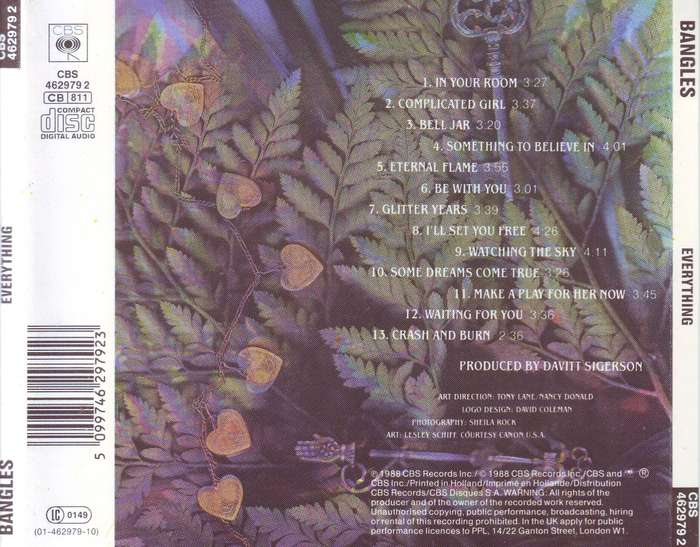 BANGLES - Everything (CD) CBS 462979 2 VG+