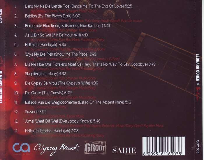 KOOS VAN DER MERWE - Leonard Cohen In Afri-Kaans (CD) ODY 038 NM
