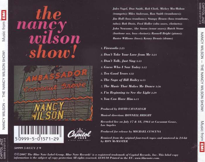 NANCY WILSON - The Nancy Wilson Show! (CD) 50999 5 01571 2 9 NM